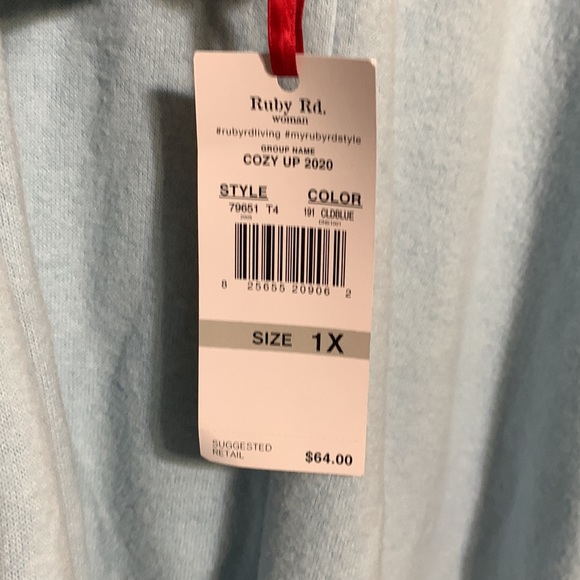 RUBY RD. WOMAN -Blue ,large neck line , fuzzy pullover. 🆕 - Picture 3 of 12